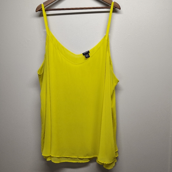 torrid Tops - Torrid CamiTop Women Plus Size 5X Neon Yellow Chiffon Relaxed Fit Lightweight